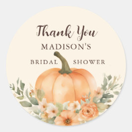 Pegatina Redonda Bohemia Calabaza Floral Ducha Bridal Gracias