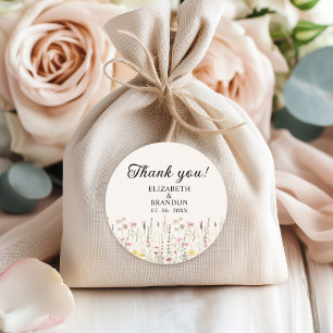 Pegatina Redonda Bohemian Cream Floral Wedding