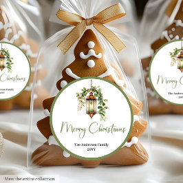 Pegatina Redonda Bohemian Rustic Christmas Lantern Holiday Sticker