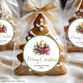 Pegatina Redonda Bohemian Watercolor Rustic Xmas Gift Sticker