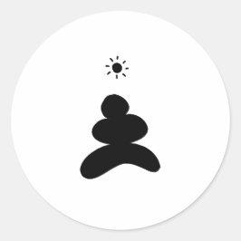 Pegatina Redonda Boho abstract Stone and Sun