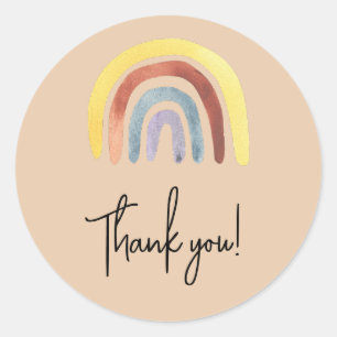 Pegatina Redonda Boho arcoiris bebé ducha gracias