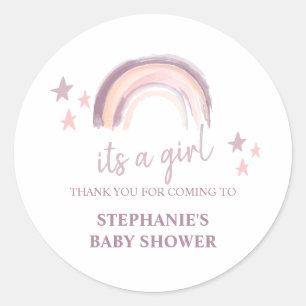 Pegatina Redonda Boho arcoiris Es un Baby Shower Chica Gracias