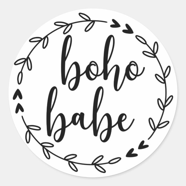 Pegatina Redonda Boho Babe Wreath (Anverso)