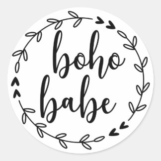 Pegatina Redonda Boho Babe Wreath