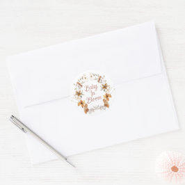 Pegatina Redonda Boho Baby En Bloom Wildflowers Baby Shower