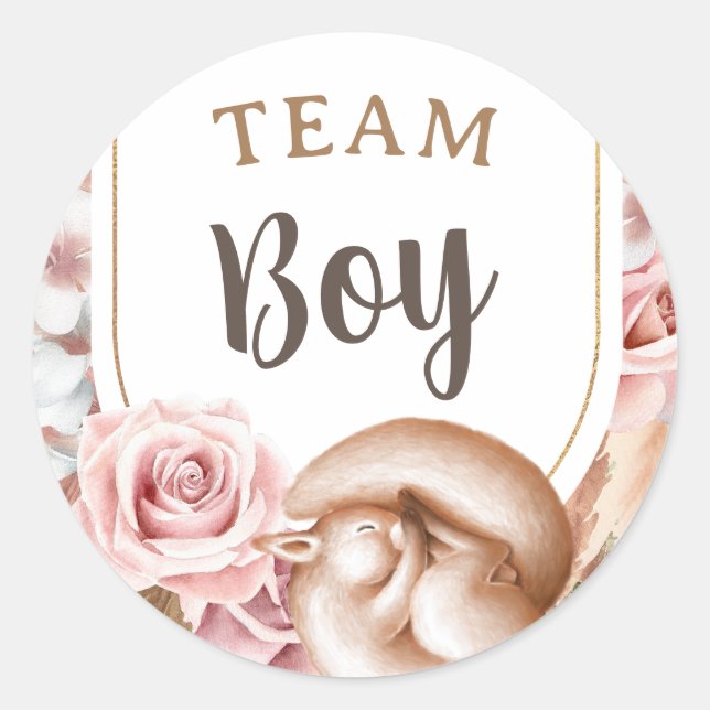 Pegatina Redonda Boho Baby Gender Revest Team Boy (Anverso)