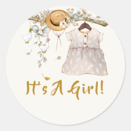 Pegatina Redonda Boho Baby Girl Vestido conjunto