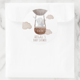 Pegatina Redonda Boho Balloon Elephant Baby Shower