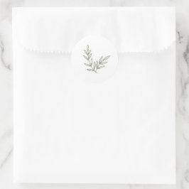 Pegatina Redonda Boho Bamboo Hoja Botánica Blanda Elegante Vegetaci