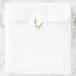 Pegatina Redonda Boho Bamboo Hoja Botánica Blanda Elegante Vegetaci