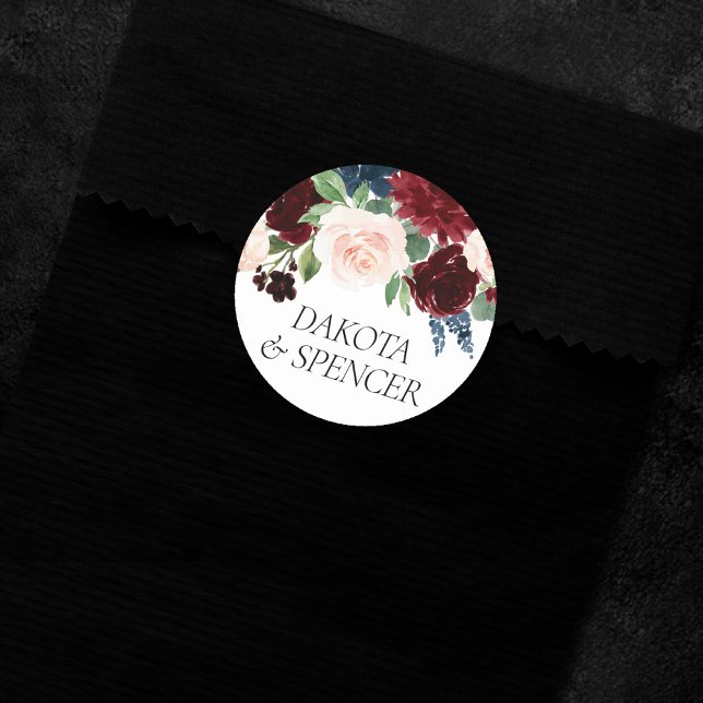 Pegatina Redonda Boho Bloom | Personalizado rojo y azul de la Marin (Subido por el creador)