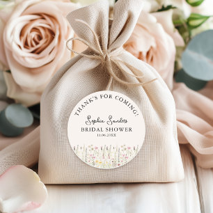 Pegatina Redonda "Boho Blossom Bridal Shower– Rustic Chic Style"