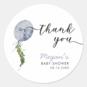 Pegatina Redonda Boho Blue Balloon Garland Baby Shower Favor