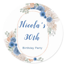 Boho Blue Pampas Grass Cumpleaños