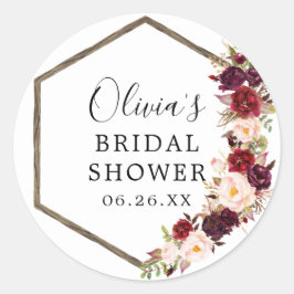 Pegatina Redonda Boho Borgundy Envelope Favor Pegatinas