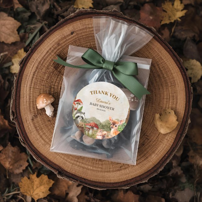 Pegatina Redonda Boho Bosque Bosques Animales de Woodland Rústico B (Subido por el creador)