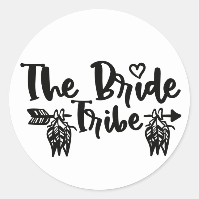 Pegatina Redonda Boho Bride Tribe Bachelorette Bridal Shower (Anverso)