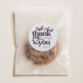 Pegatina Redonda Boho Butterfly Gracias