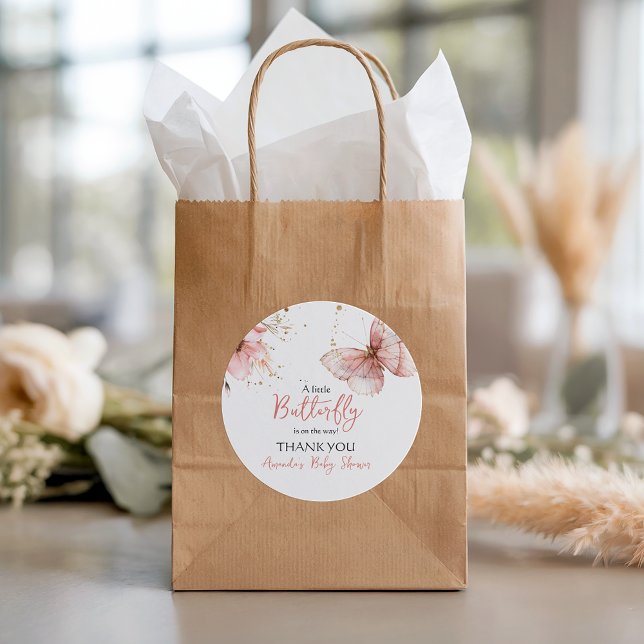 Pegatina Redonda Boho Butterfly Wildflower Floral Girl Baby Shower (Subido por el creador)