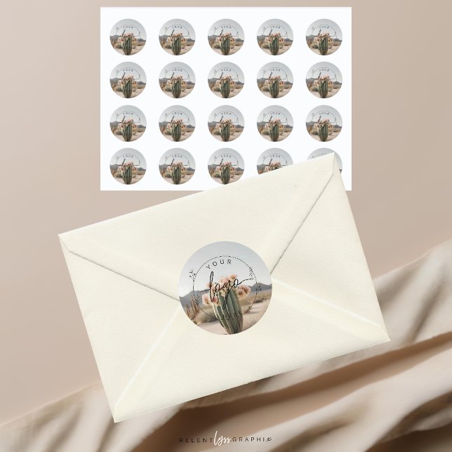 Pegatina Redonda Boho | Cactus de flores | Estético (Subido por el creador)