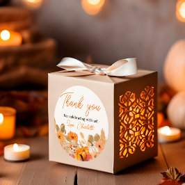 Pegatina Redonda Boho cálido Pequeño calabaza caída ducha bebé