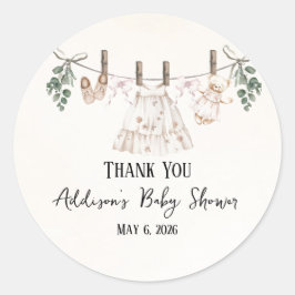 Pegatina Redonda Boho Chica Rosa Baby Clothes Baby Shower