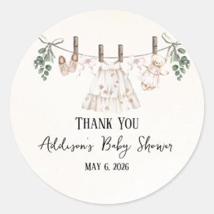 Pegatina Redonda Boho Chica Rosa Baby Clothes Baby Shower
