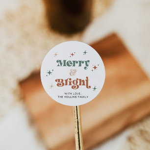 Pegatina Redonda Boho Christmas Sticker Holiday Label Retro