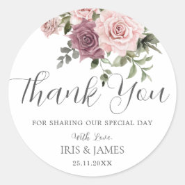 Pegatina Redonda Boho Cinnamon Rosa Rubor Favor de la boda floral r