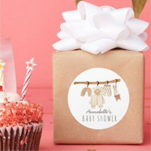 Pegatina Redonda Boho Clothesline Género Neutral Baby Shower