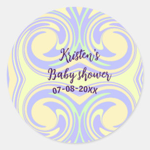 Pegatina Redonda Boho color verde púrpura ducha mármol rústico mode