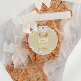 Pegatina Redonda Boho Daisy Light Primer Cumpleaños Gracias Etiquet