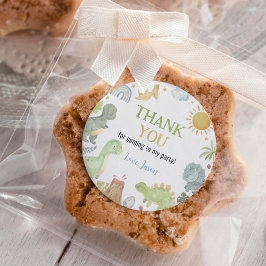 Pegatina Redonda Boho Dinosaur Boy Labores Baby Shower Cumpleaños