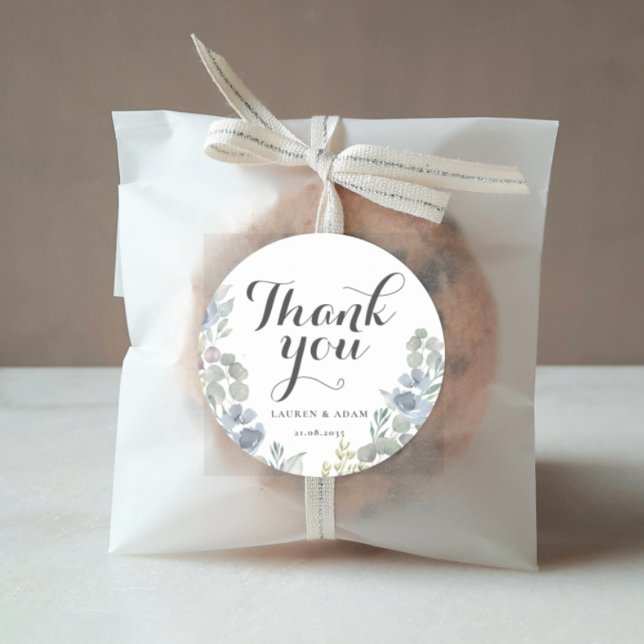 Pegatina Redonda Boho Dusty Blue Floral Eucalyptus Boda fovor (Subido por el creador)