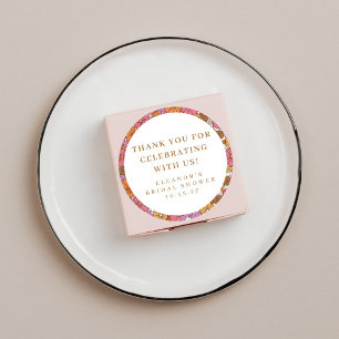 Pegatina Redonda Boho Earthy Floral Bridal Shower Agradecimiento Pe