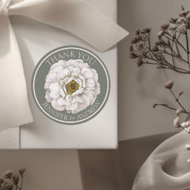 Pegatina Redonda Boho Ecru Watercolor Floral Wedding Favor