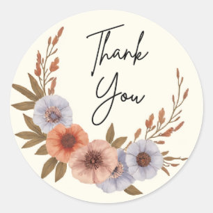 Pegatina Redonda Boho Floral Acuarela Sticker de Agradecimiento – E