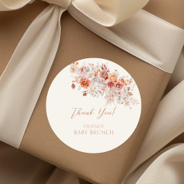 Pegatina Redonda Boho Floral Baby Brunch