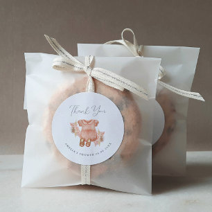 Pegatina Redonda Boho Floral Baby Girl Shower Agradecimiento