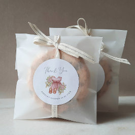 Pegatina Redonda Boho Floral Baby Girl Shower Gracias Classic