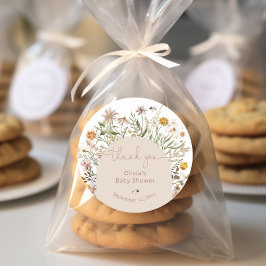 Pegatina Redonda Boho Floral Baby Shower Gracias