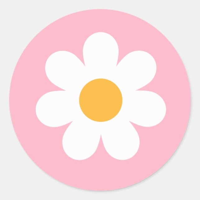 Pegatina Redonda Boho Floral Daisy Groovy Partidos de Cumpleaños (Anverso)