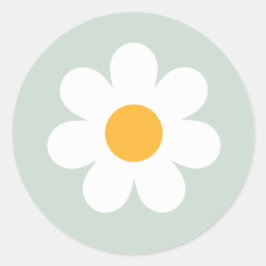 Pegatina Redonda Boho Floral Daisy Groovy Partidos de Cumpleaños