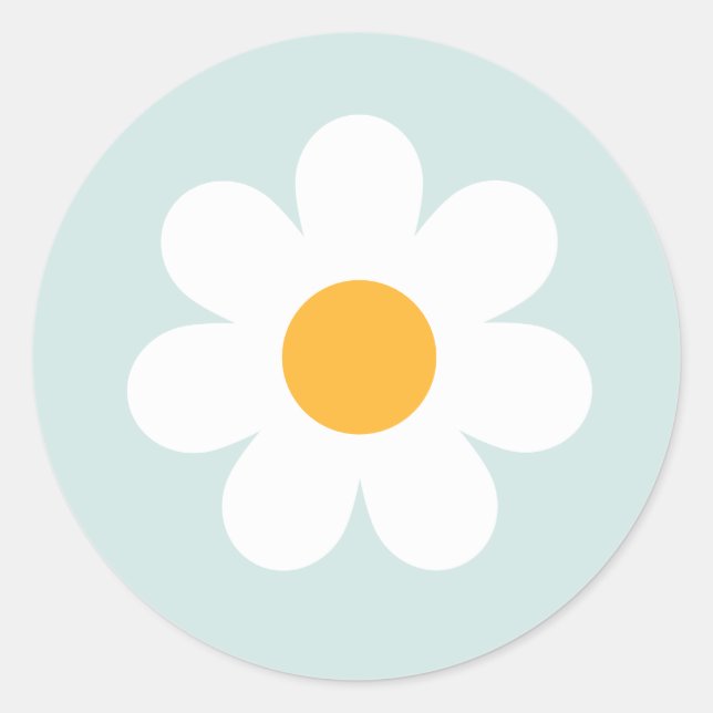 Pegatina Redonda Boho Floral Daisy Groovy Partidos de Cumpleaños (Anverso)