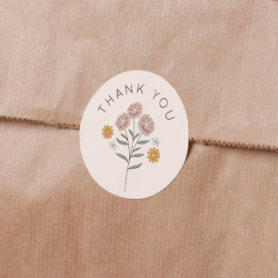 Pegatina Redonda Boho Floral Earth Tones Bridal Shower