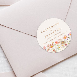 Pegatina Redonda Boho Floral Fall Wedding