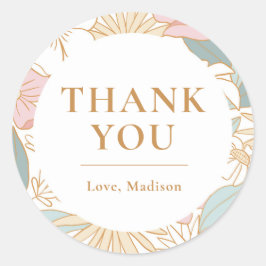 Pegatina Redonda Boho Floral Gracias Bridal Shower