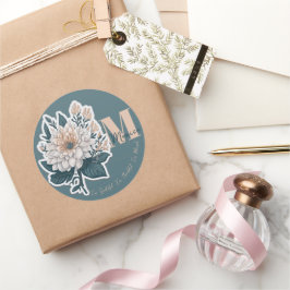 Pegatina Redonda Boho Floral Monograma