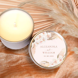 Pegatina Redonda Boho Floral Pampas Grass Cae Boda Rústico